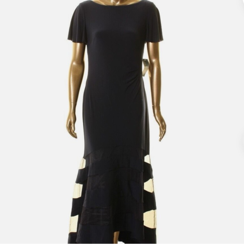 Plus Lauren Ralph Lauren. Women’s Mesh - insert High/ Low Ball Gown Dress